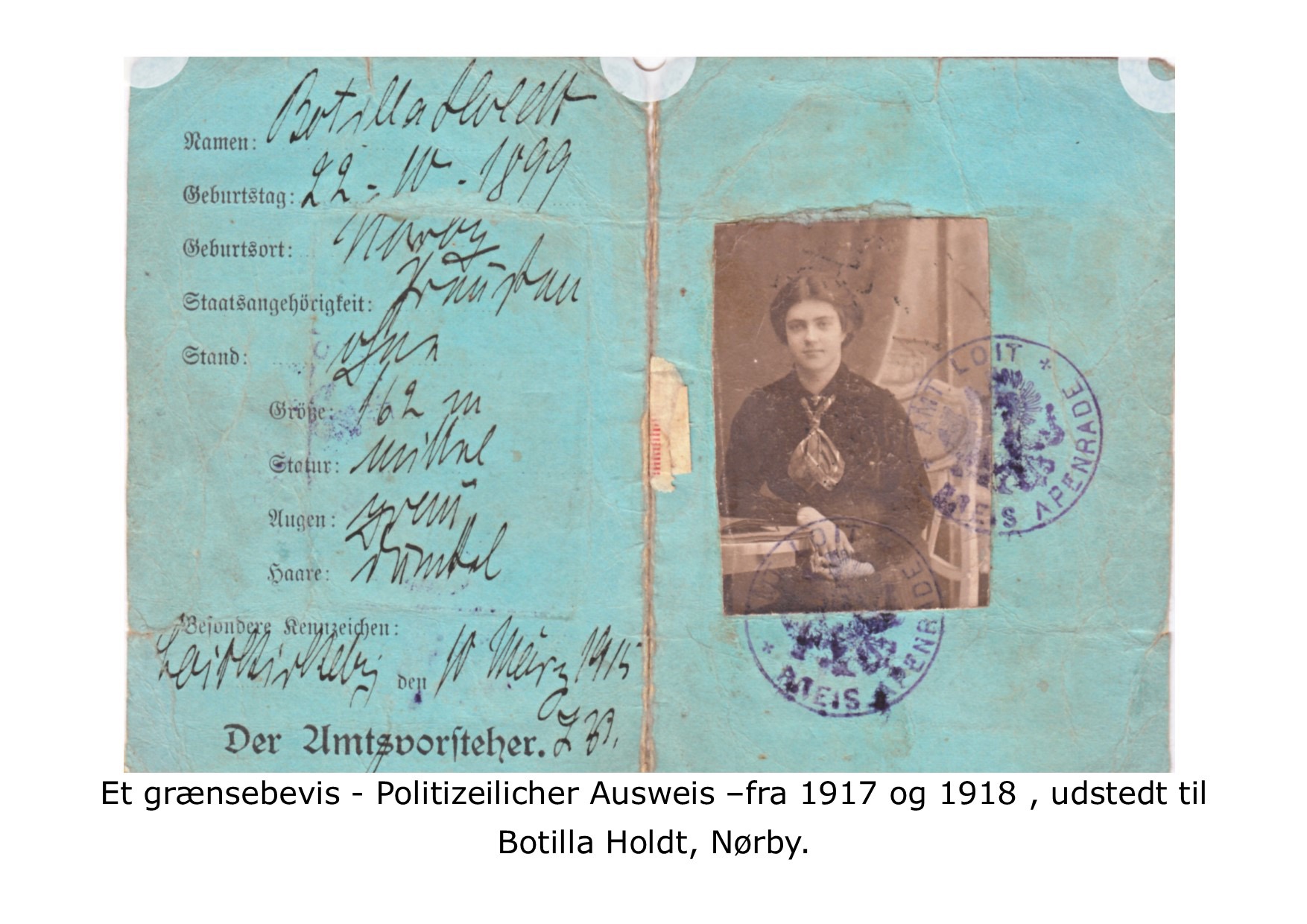 Grænsebevis polizeilicher ausweis - 1918 